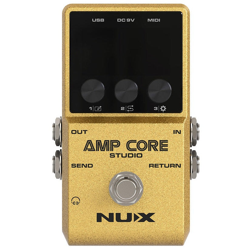 NUX Amp Core Studio amp modeler pedal — color LCD and scene knobs