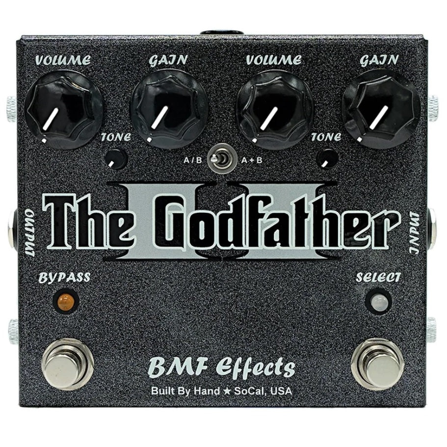 BMF Effects The Godfather II dual overdrive pedal in black sparkle, top view