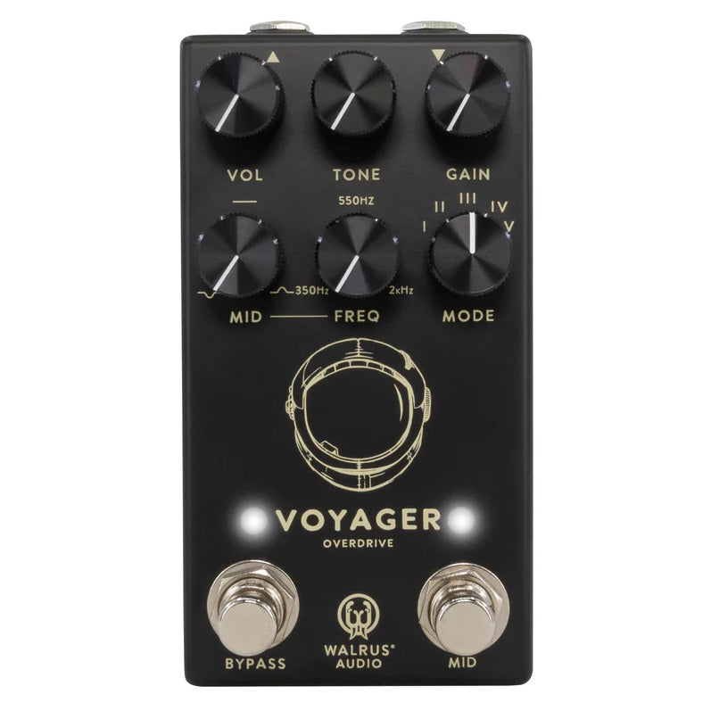 Walrus Audio Voyager MKII preamp overdrive pedal — black, angled view
