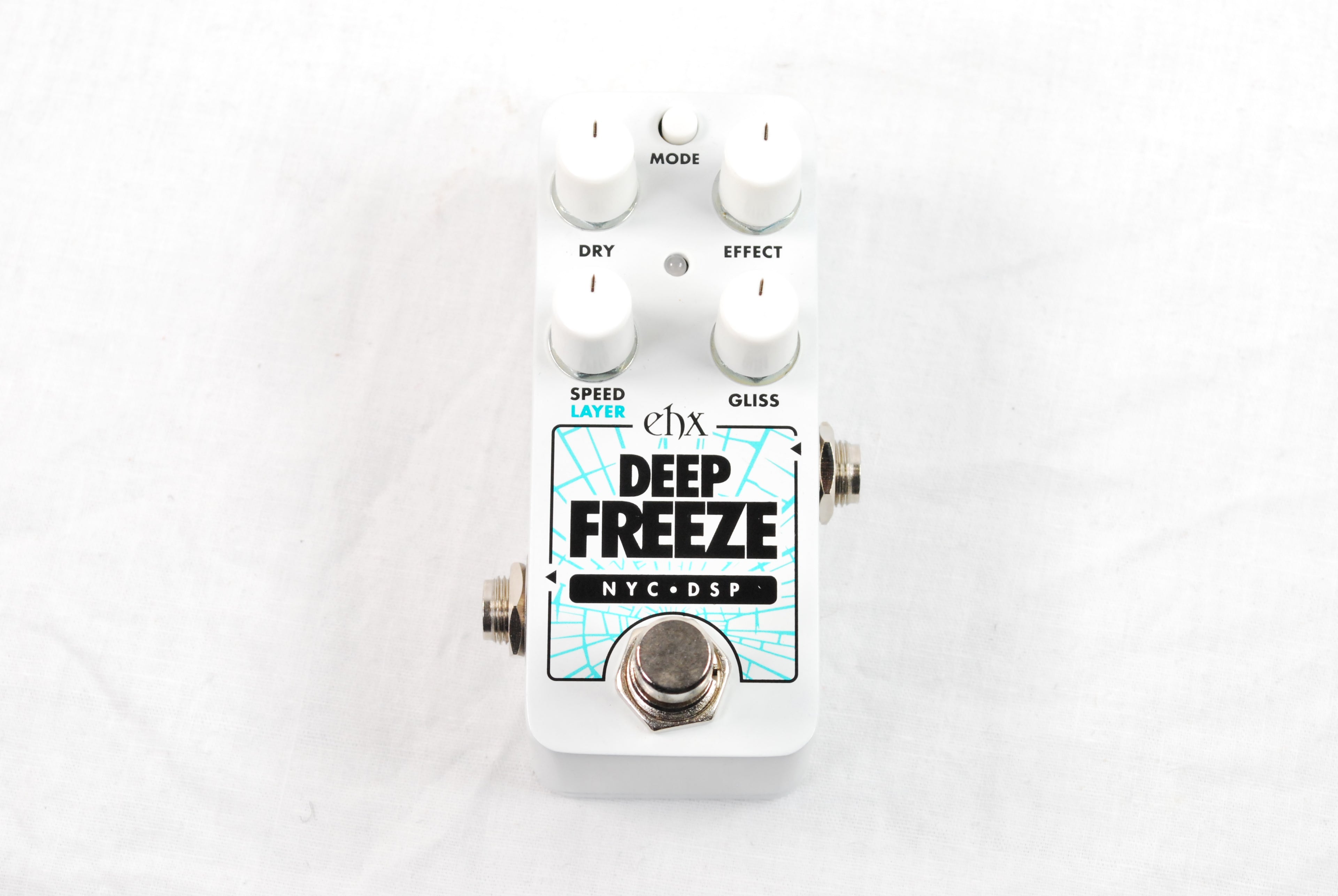 Electro-Harmonix Pico Deep Freeze sustainer pedal — white compact enclosure, top view
