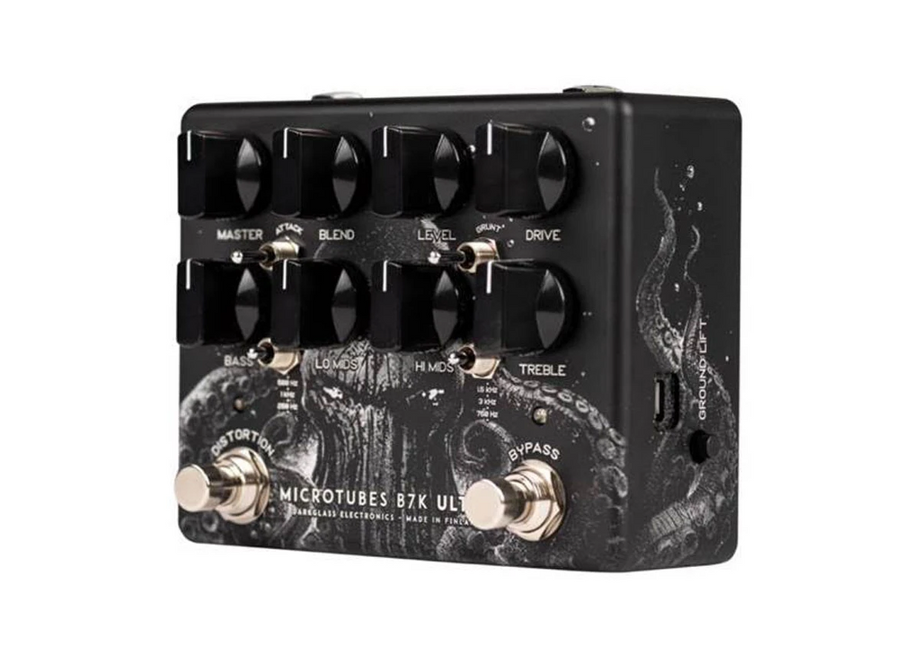 Darkglass B7K Ultra V2 Squid bass preamp pedal — black, side jacks view