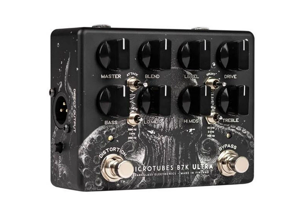Darkglass B7K Ultra V2 Squid bass preamp pedal — black, angled view