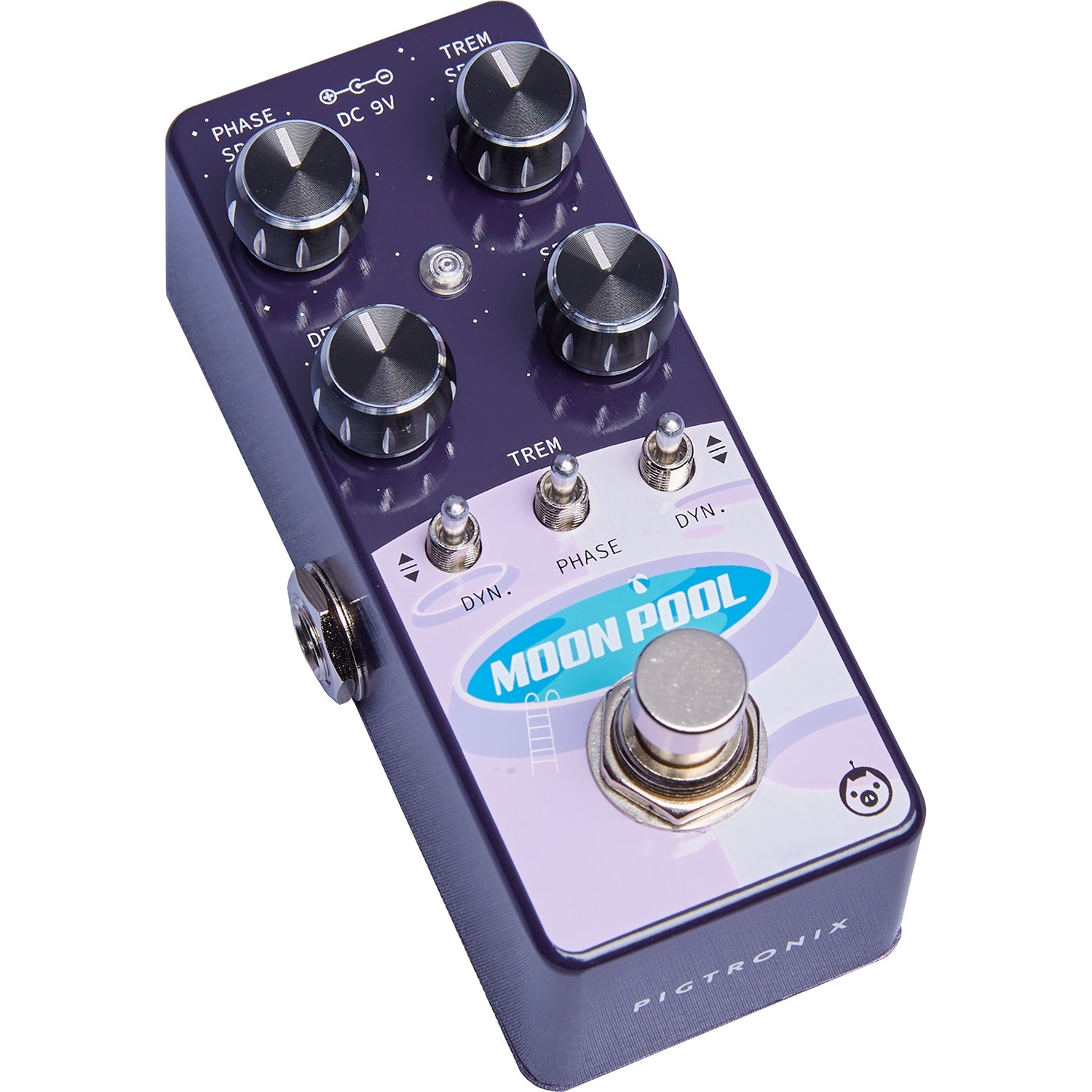 Pigtronix Moon Pool phaser pedal — angled view