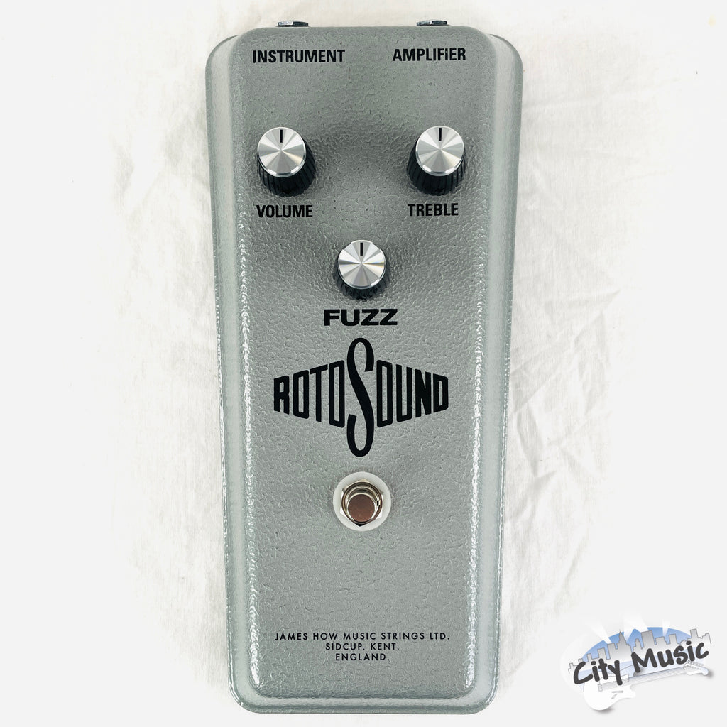 Rotosound RFB1 1967 reissue fuzz pedal — angled front view