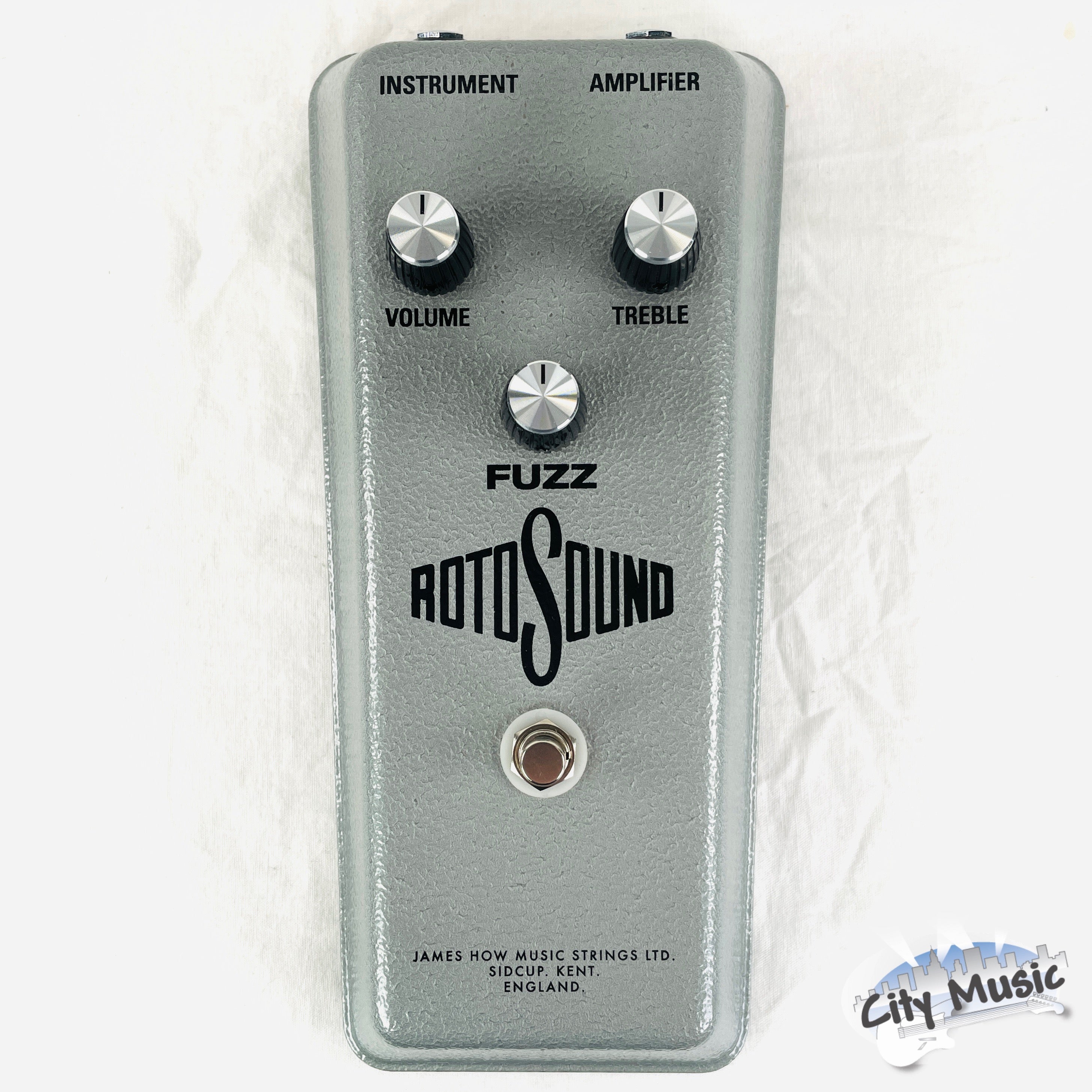Rotosound RFB1 1967 reissue fuzz pedal — angled front view