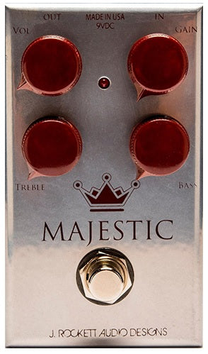 J. Rockett Majestic overdrive pedal — alternate angled view of controls