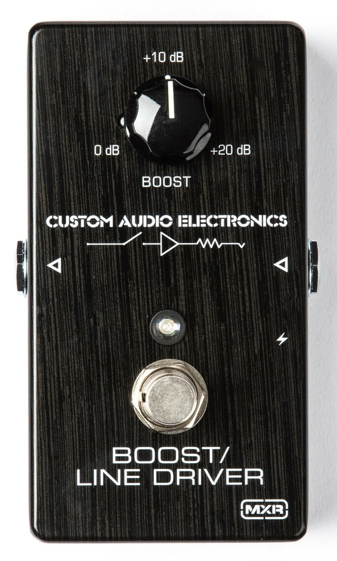 MXR MC401 CAE Boost Line Driver pedal — angled view of footswitch and jacks