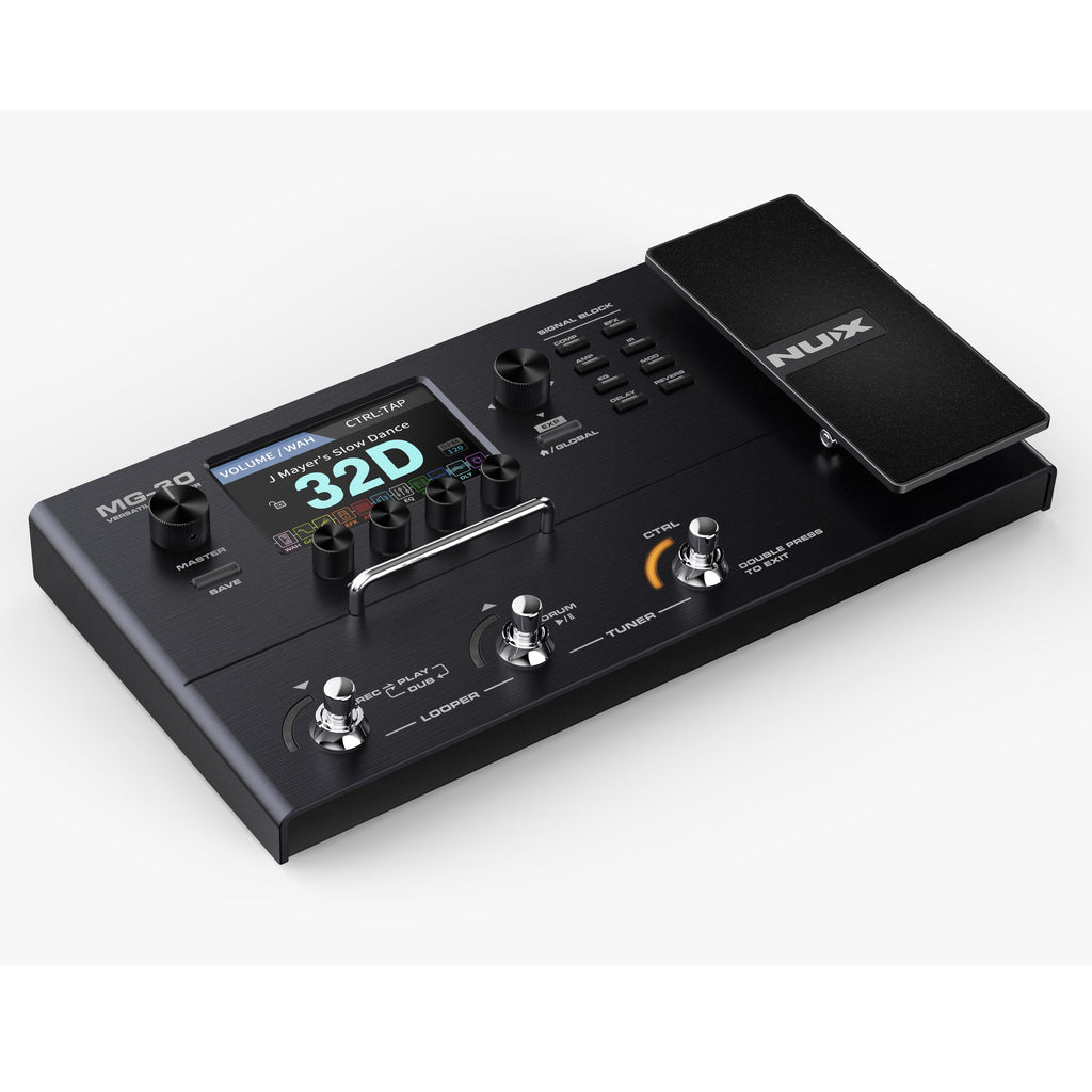 NUX MG-30 multi effects guitar processor — black unit with expression pedal