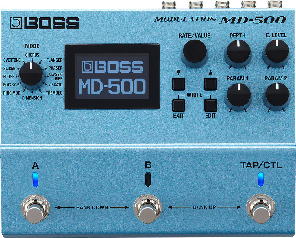 Boss MD-500 modulation pedal — rear connector panel