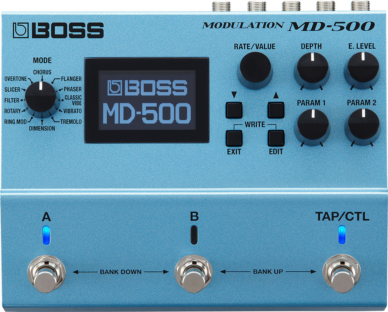 Boss MD-500 modulation pedal — rear connector panel