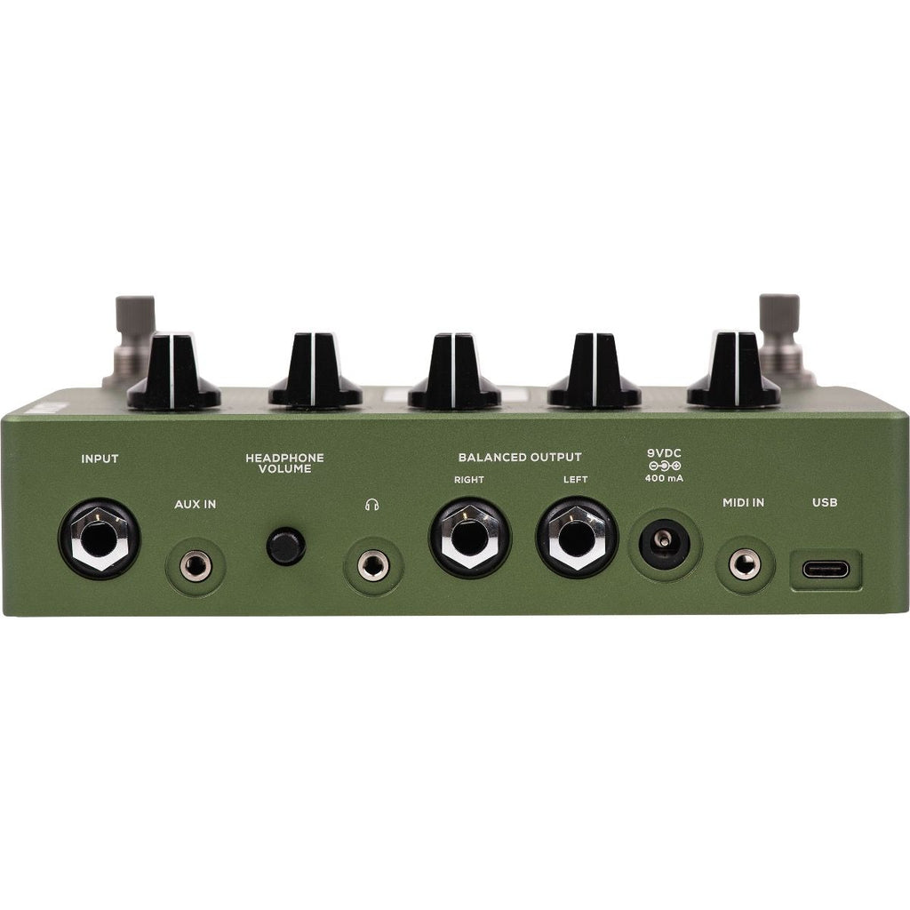Darkglass ADAM green bass pedal — rear I/O panel