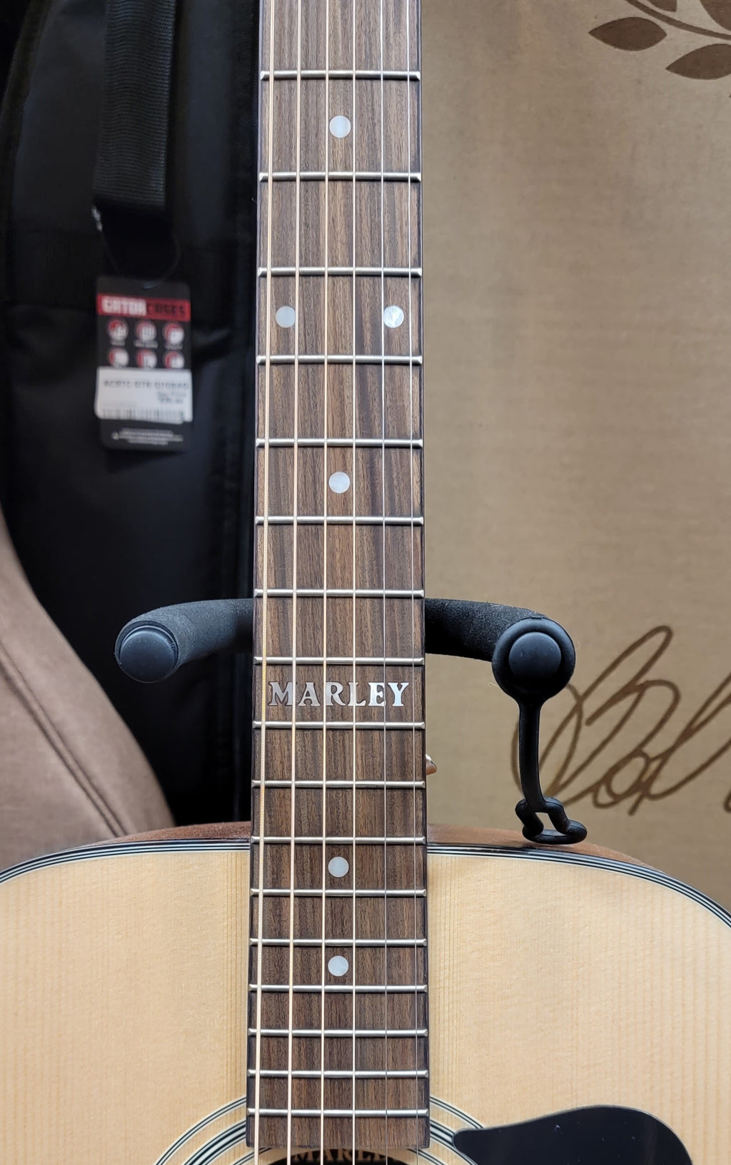 Guild A-20 Bob Marley Acoustic Guitar — headstock with vintage Guild script logo