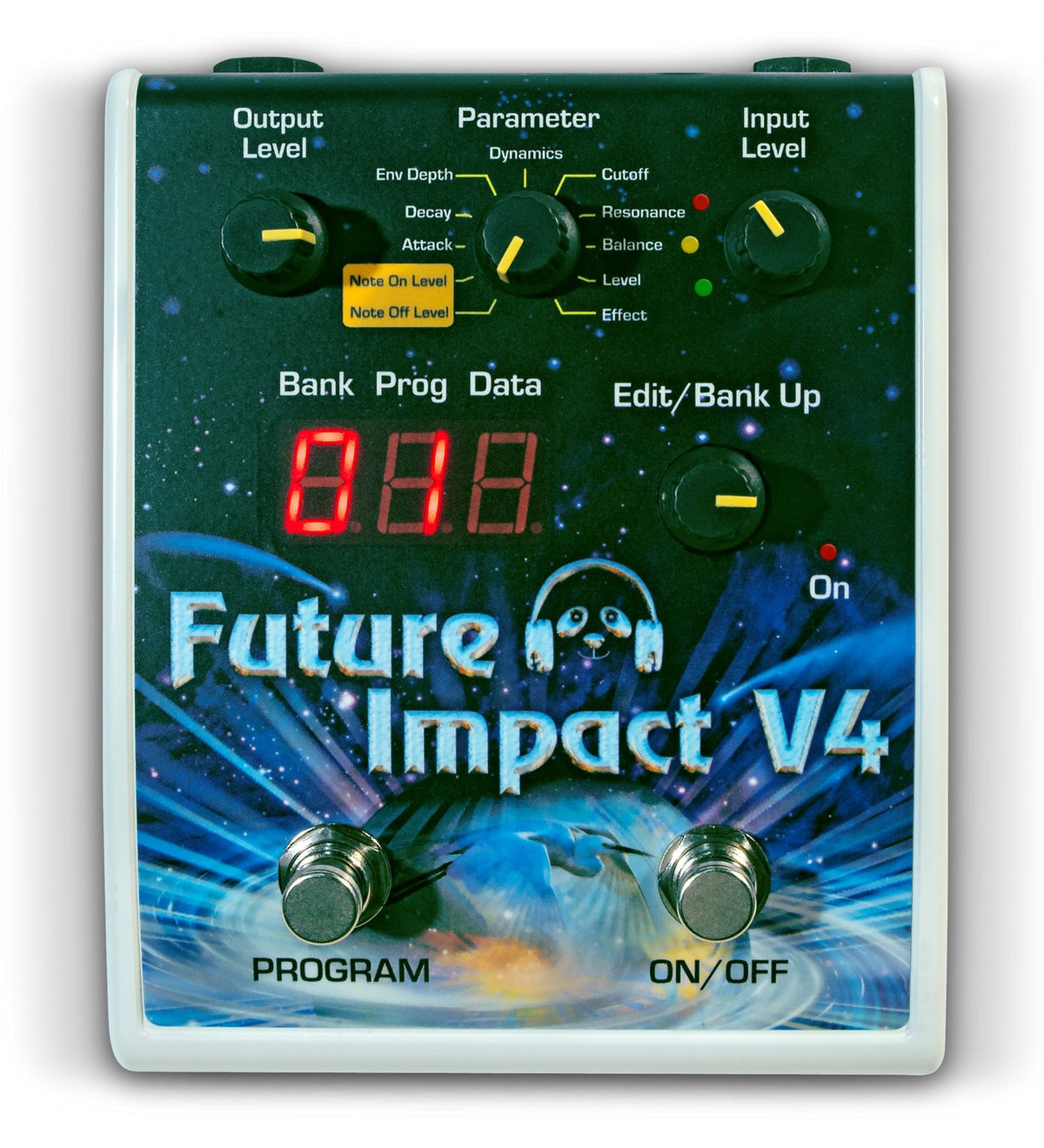 PandaMIDI Future Impact V4 synth pedal — footswitches and display detail