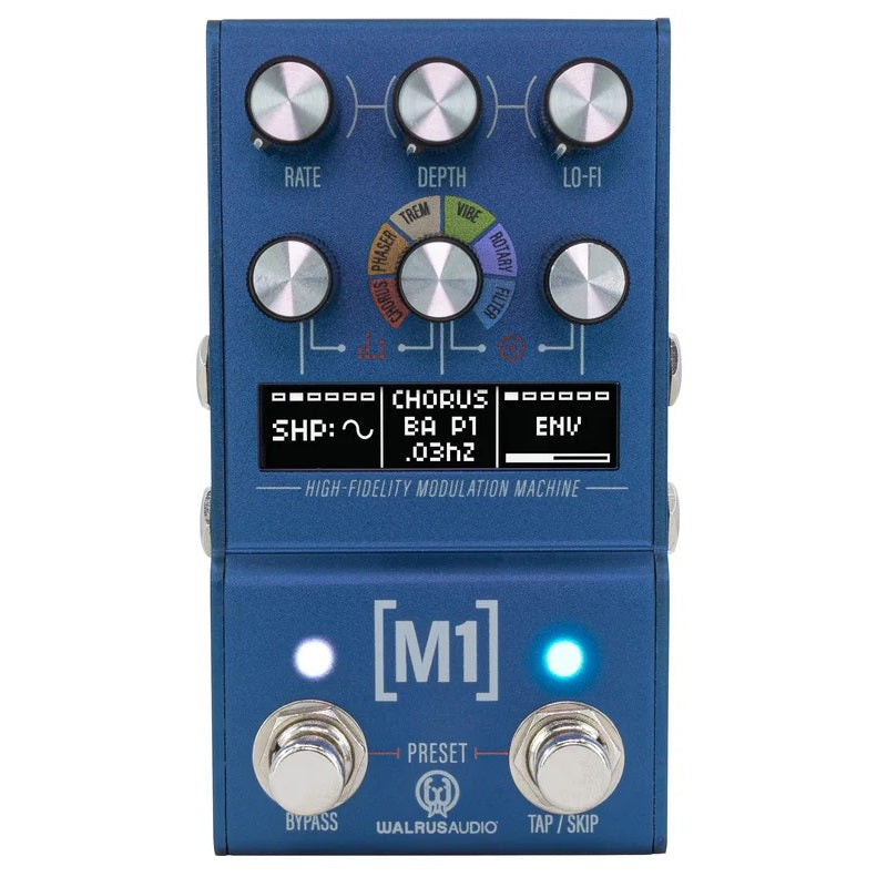 Walrus Audio MAKO M1 MKII — high-fidelity modulation pedal, blue enclosure front view