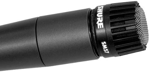 Shure SM57-LC dynamic instrument microphone — side profile view