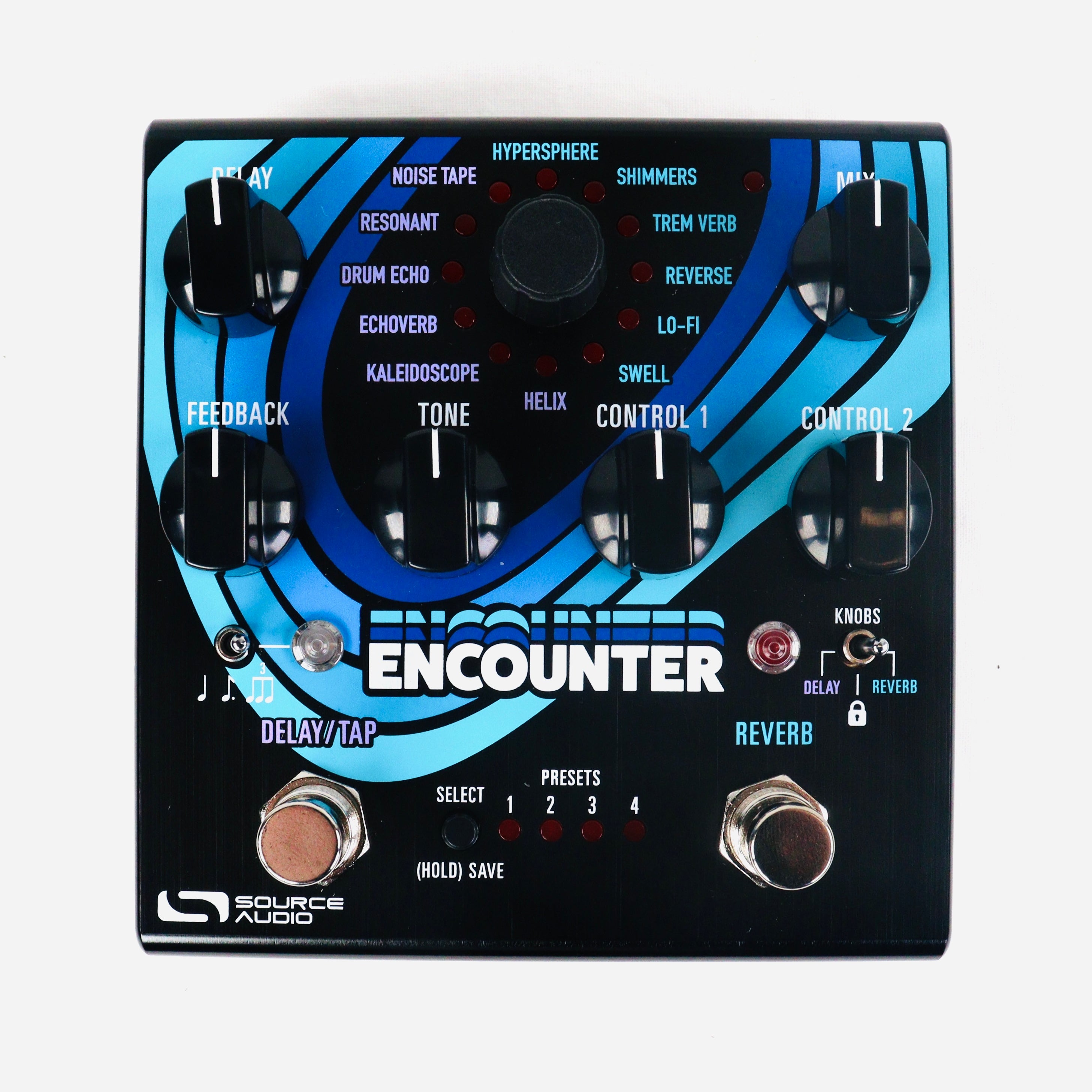 Source Audio Encounter delay reverb pedal — top panel
