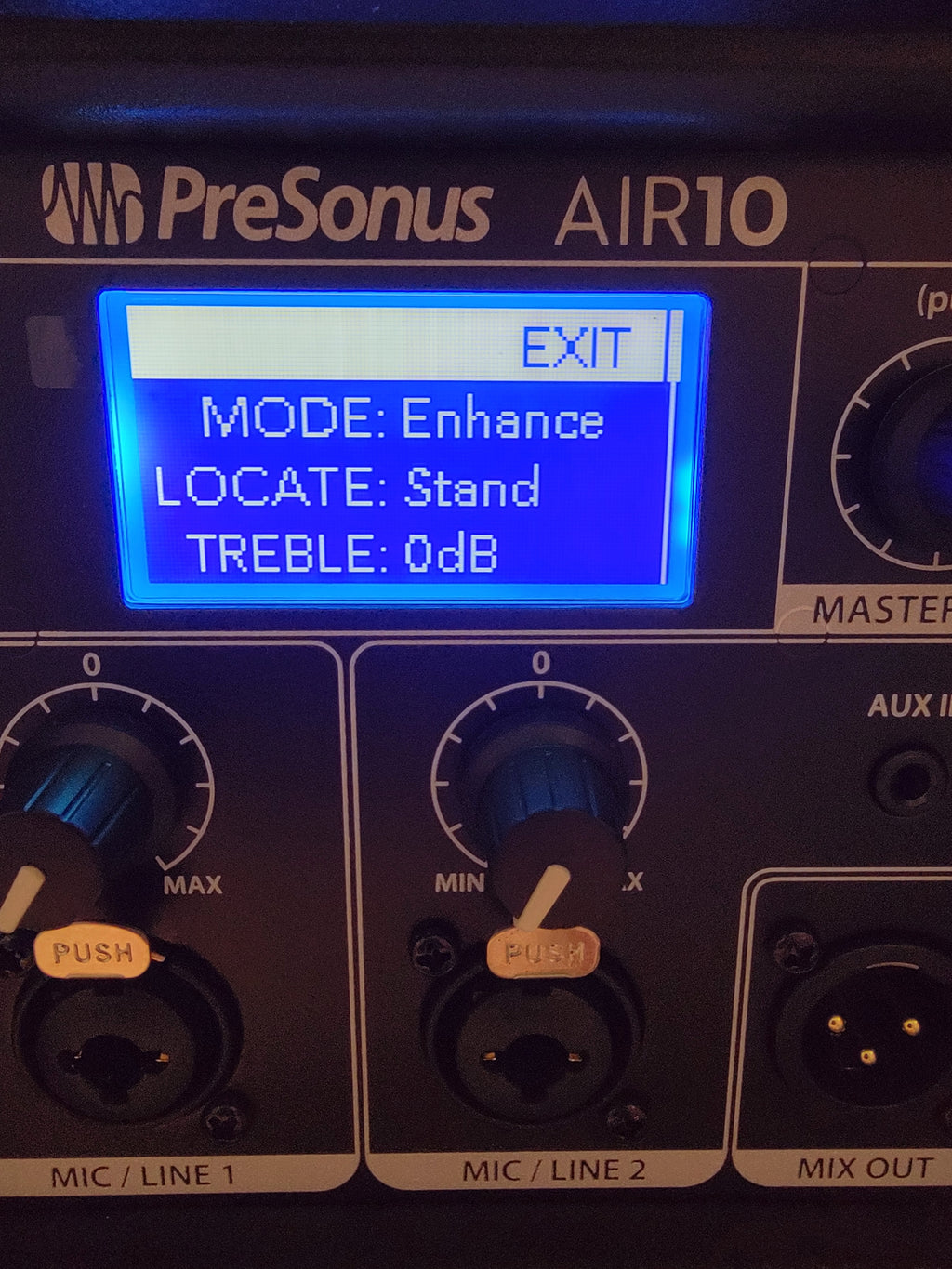 PreSonus AIR10 powered loudspeaker, rear view connections