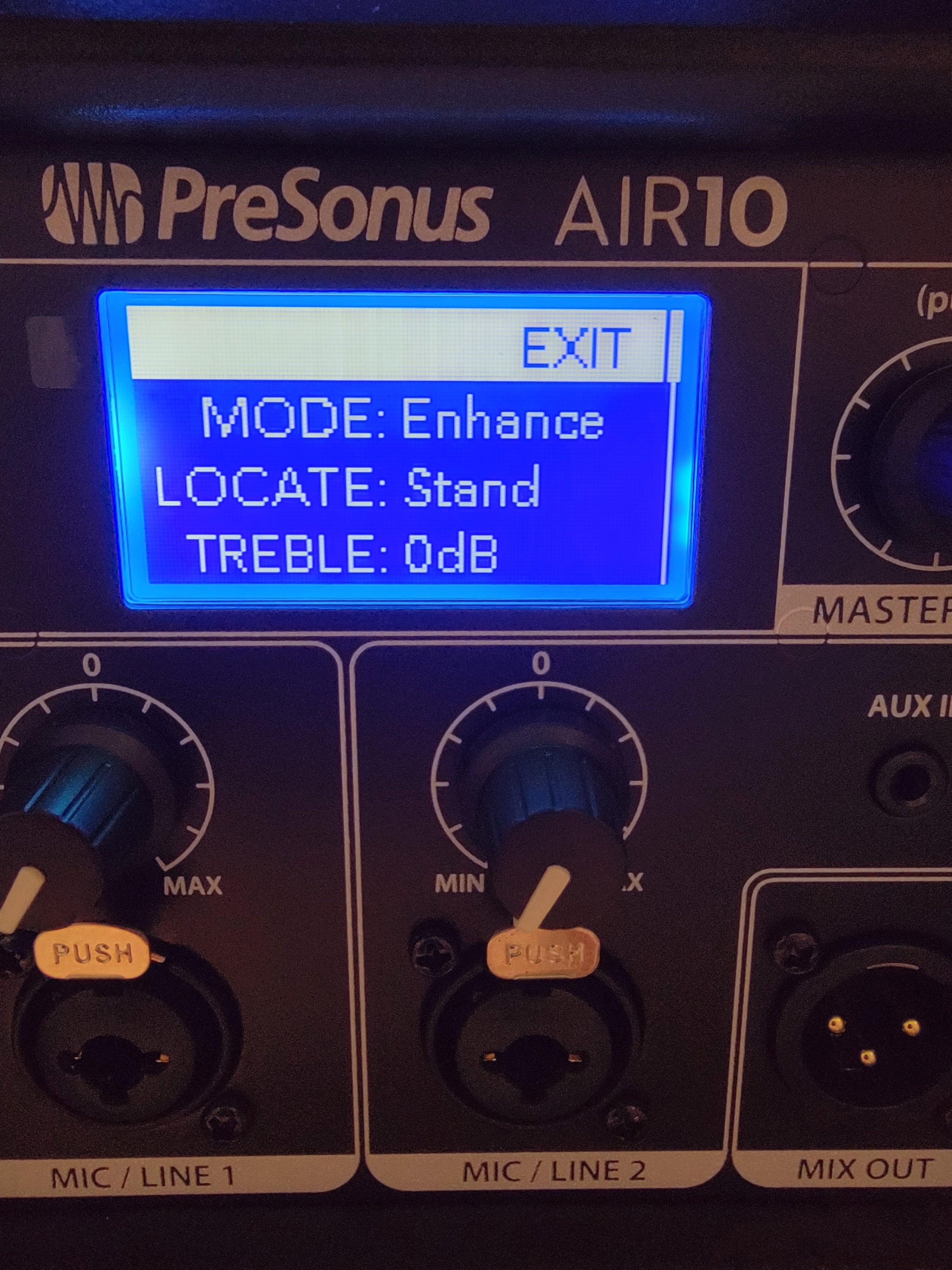 PreSonus AIR10 powered loudspeaker, rear view connections