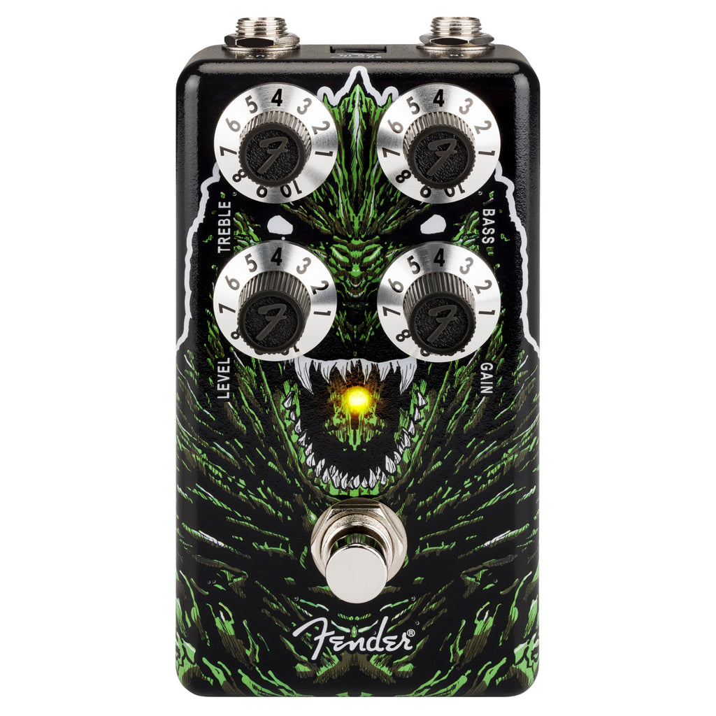 Fender Godzilla Distortion pedal — control knobs detail