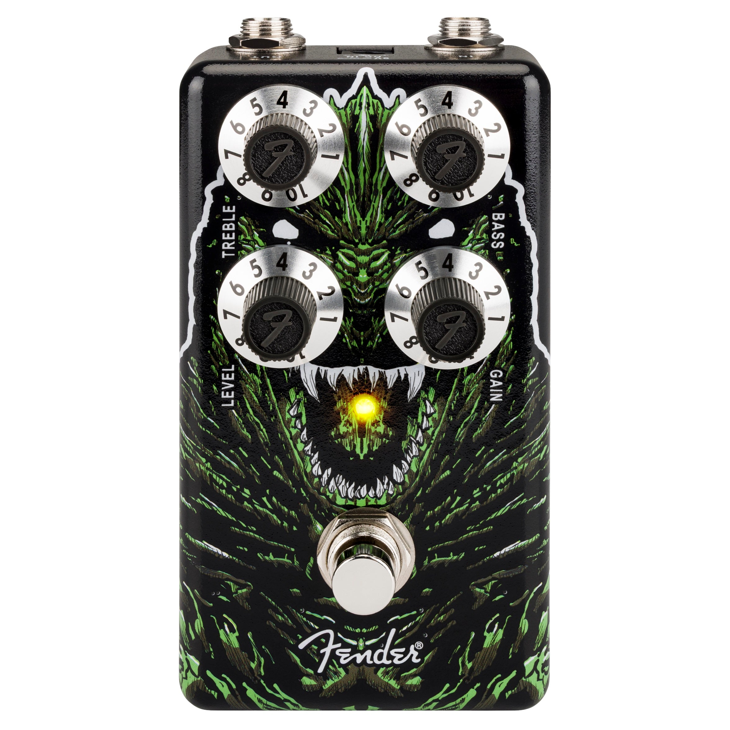 Fender Godzilla Distortion pedal — control knobs detail