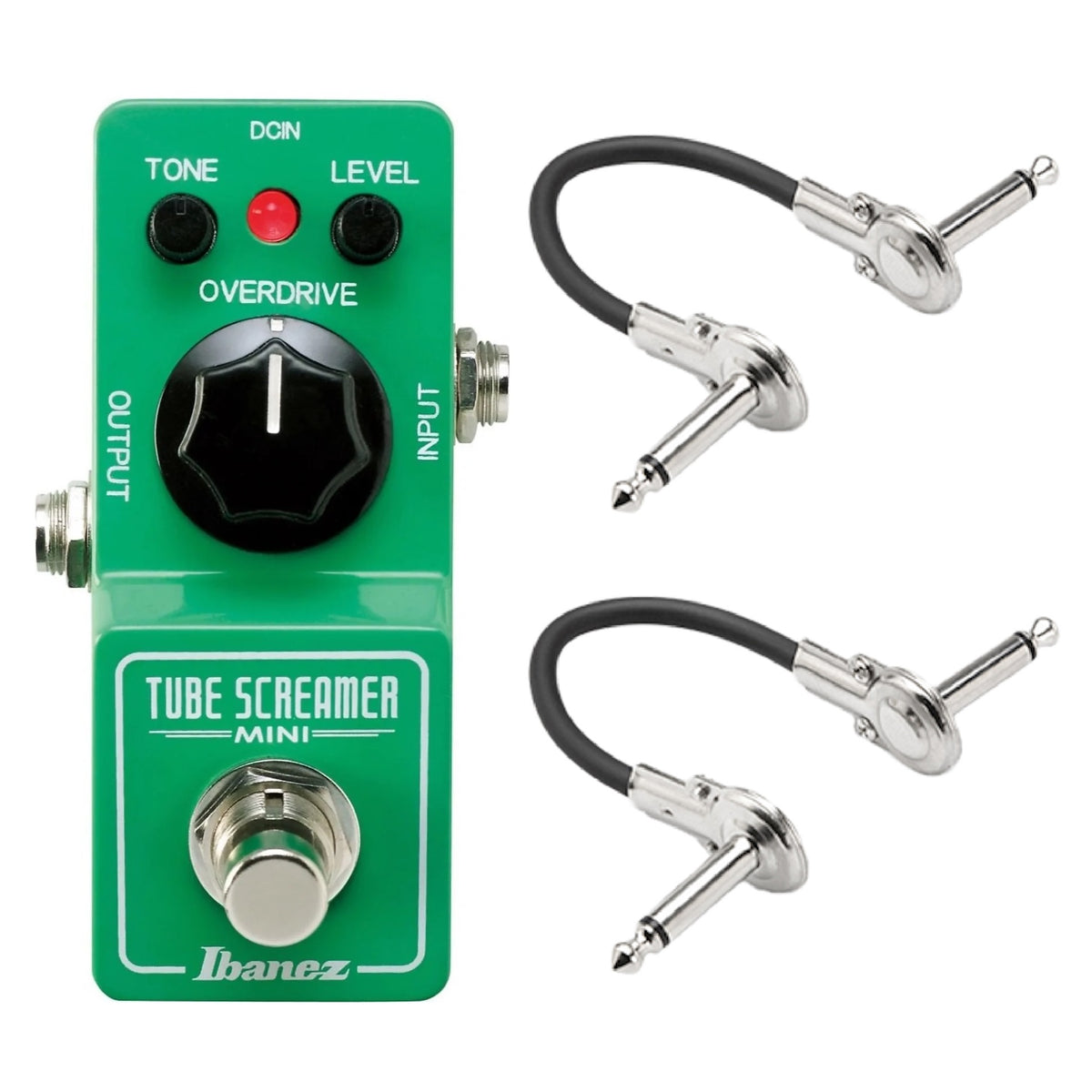 Ibanez TS Mini Tube Screamer overdrive pedal - top view of compact green enclosure