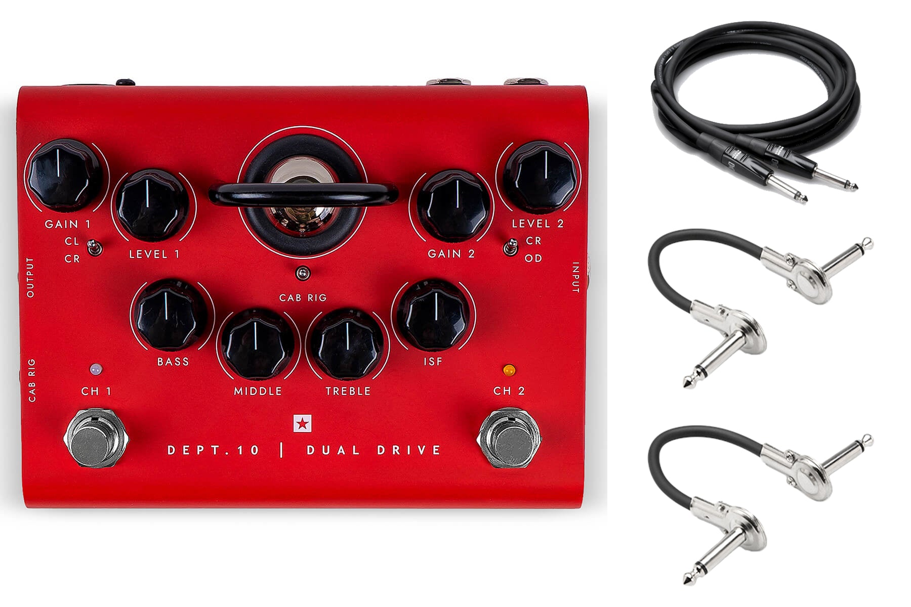 Blackstar Dept. 10 Dual Drive overdrive pedal in red with included cables