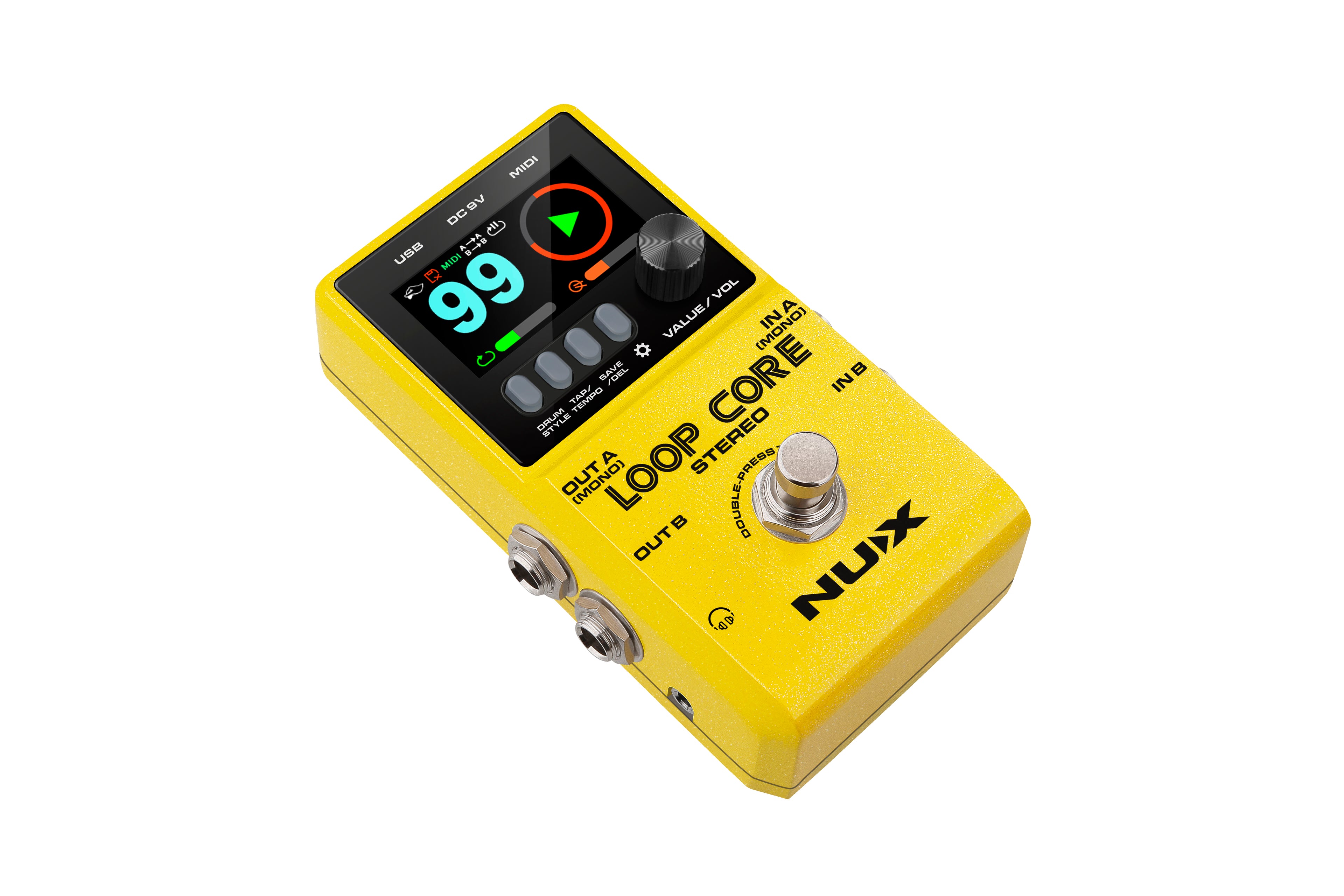 NUX Loop Core Stereo looper pedal — MIDI control detail