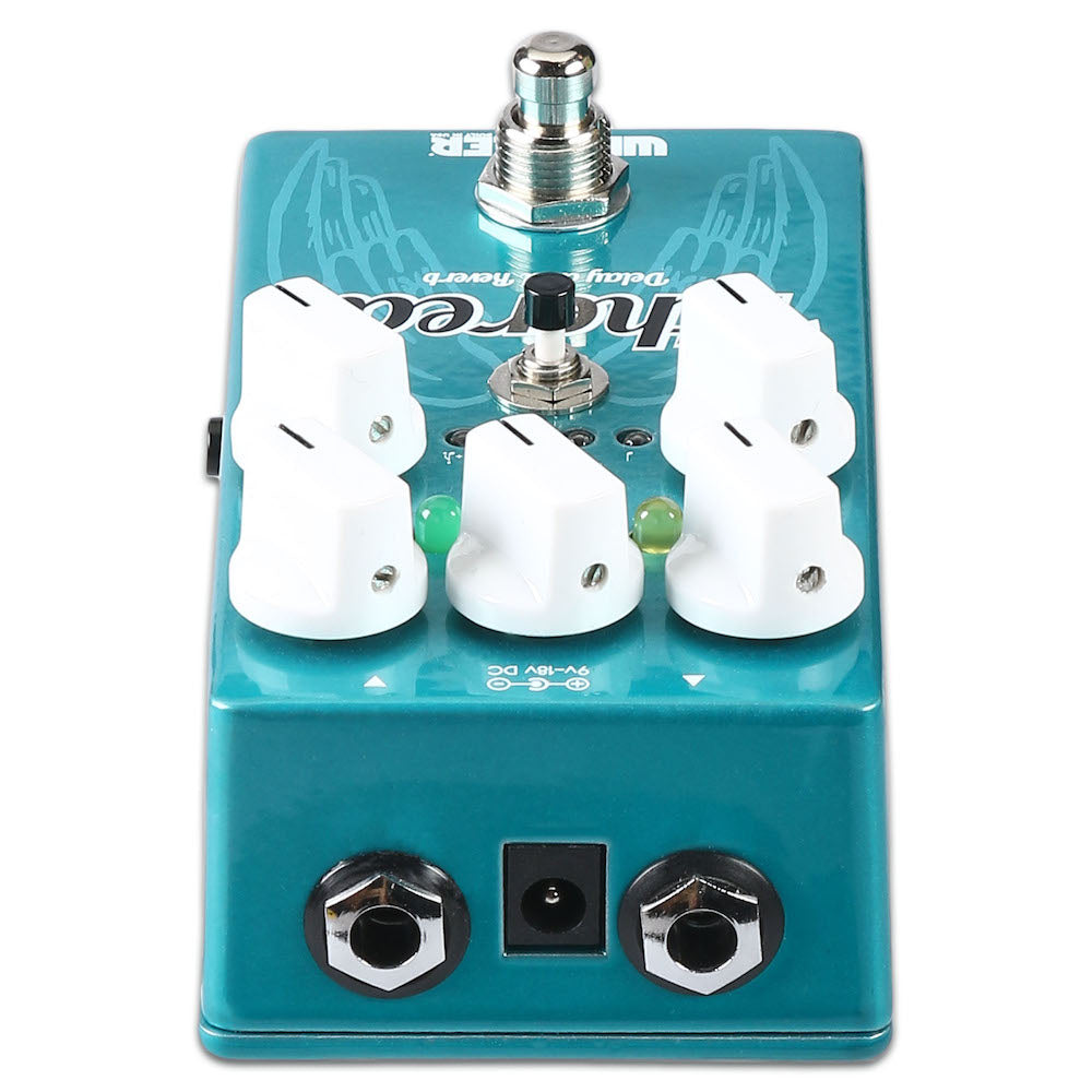 Wampler Ethereal reverb and delay pedal — footswitch and jacks view