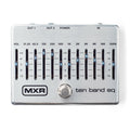 MXR M108S Ten Band Graphic EQ pedal — silver enclosure with ten sliders