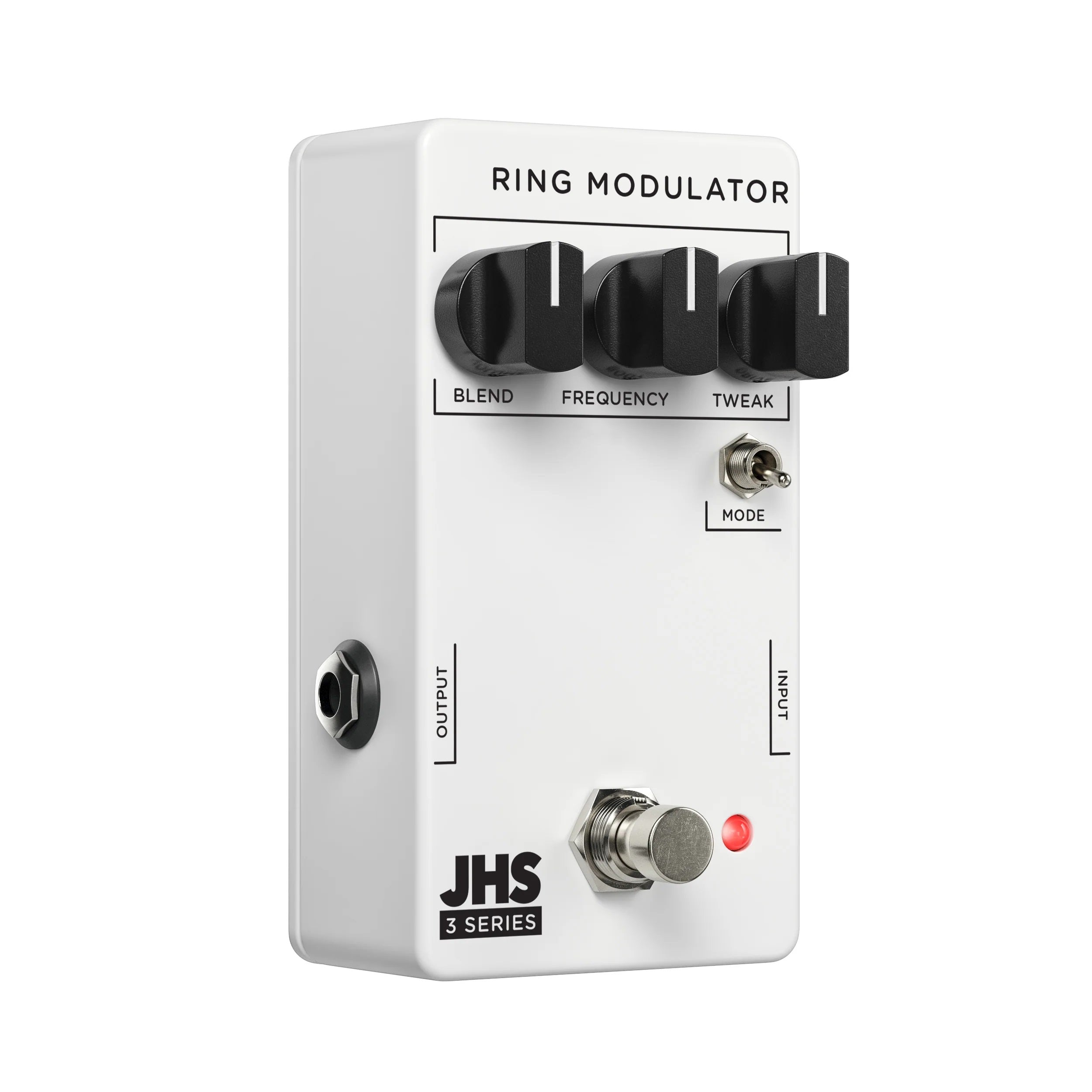 JHS 3 Series Ring Modulator pedal — angled view of footswitch and jacks