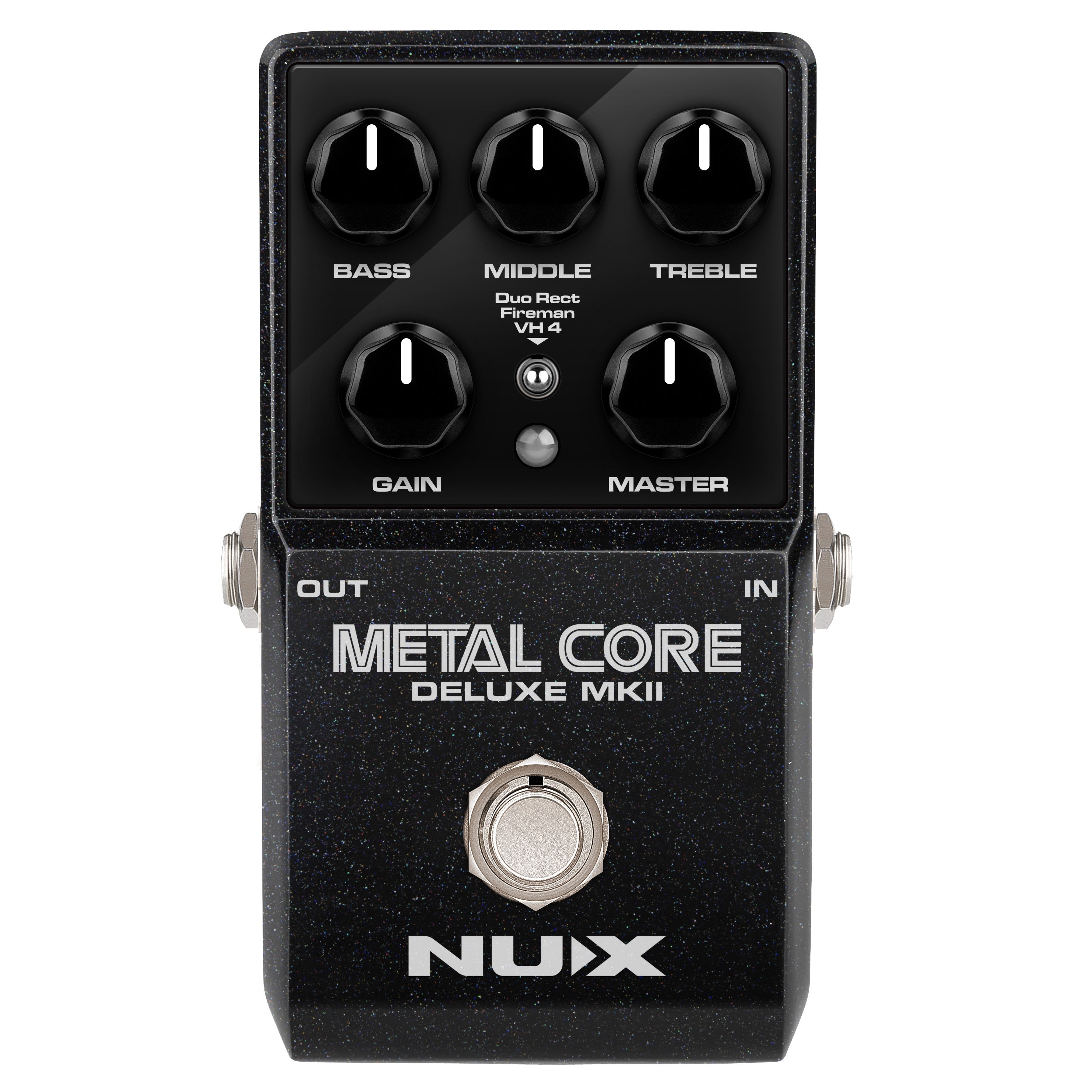 NUX Metal Core Deluxe MKII distortion pedal in black front view