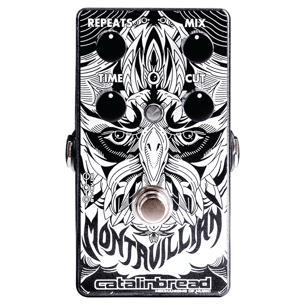 Catalinbread Montavillian Echo delay pedal — angled view of controls