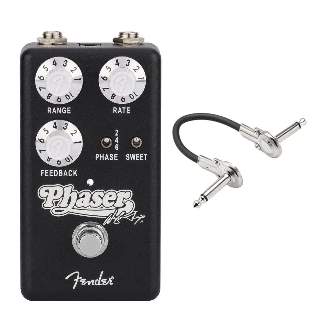 Fender Waylon Jennings Phaser pedal — black enclosure with patch cable