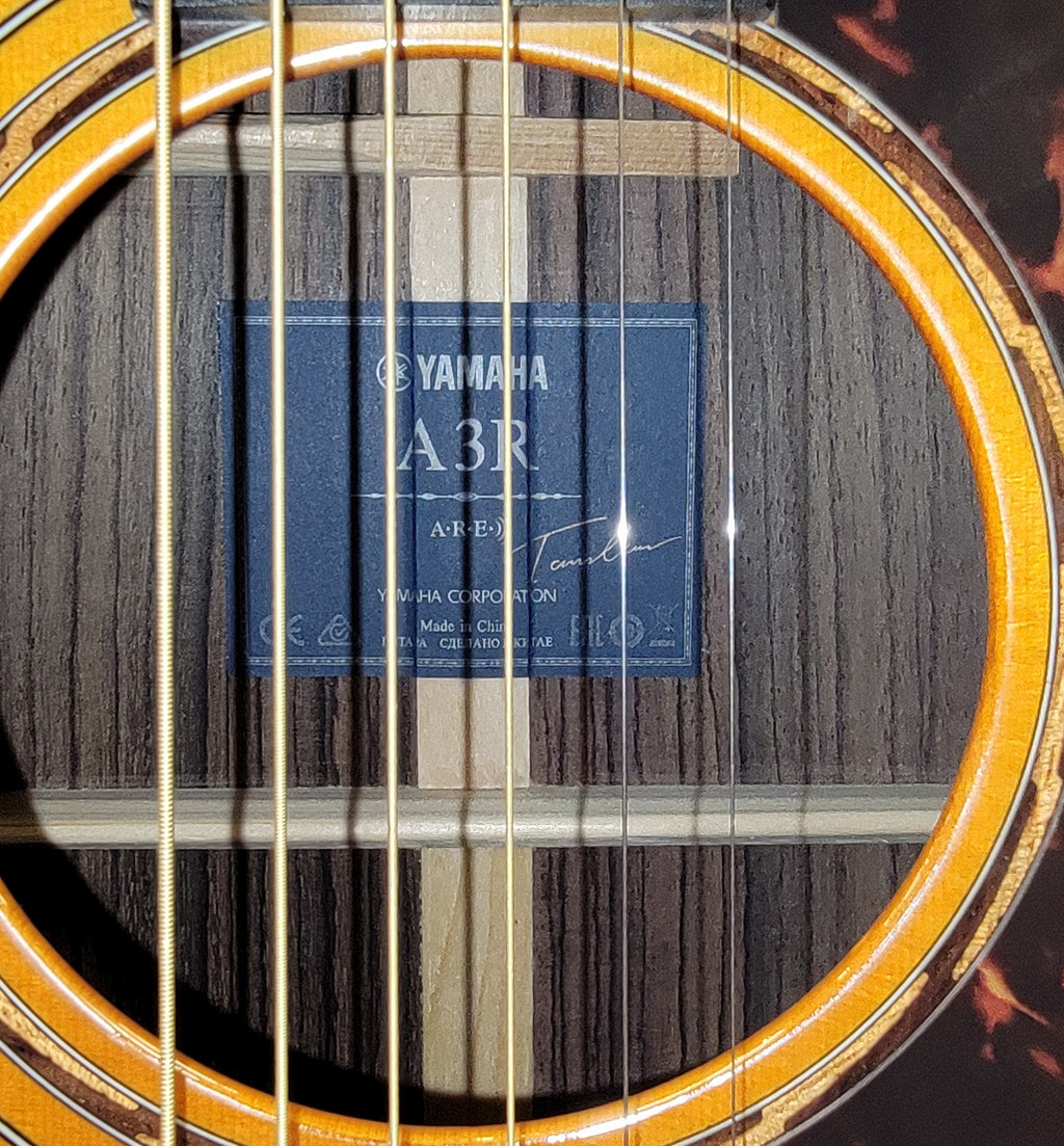 Yamaha A3R acoustic-electric guitar — cutaway body detail