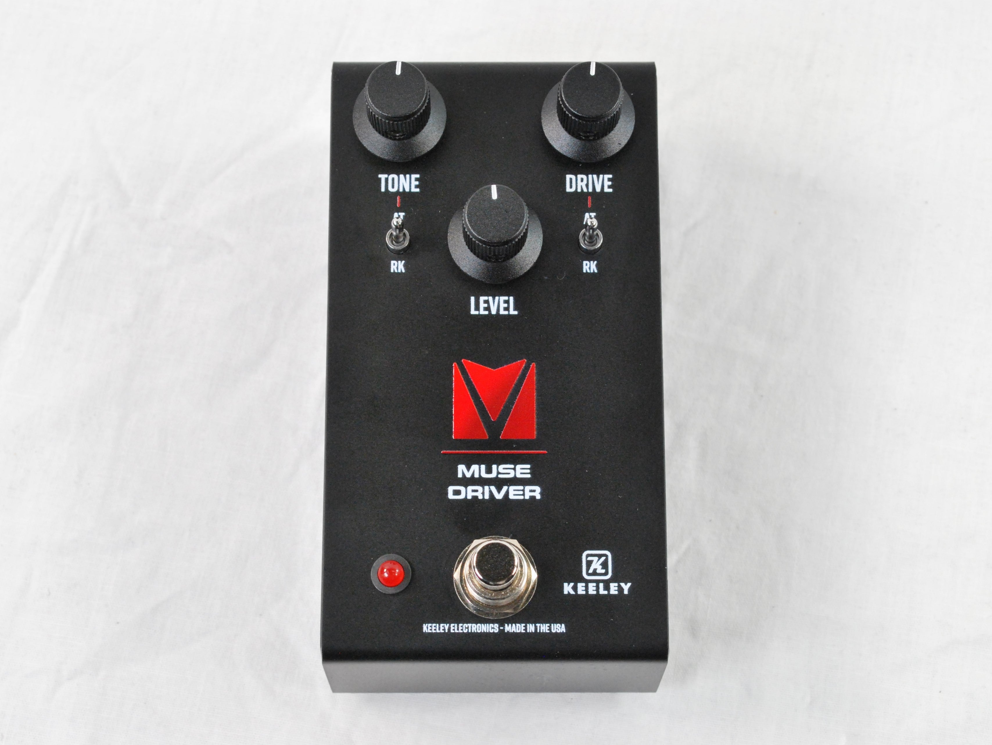 Used Keeley Muse Driver overdrive pedal — top view