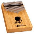 Luna 17-key bamboo kalimba thumb piano — angled view with laser-etched leaf sound hole