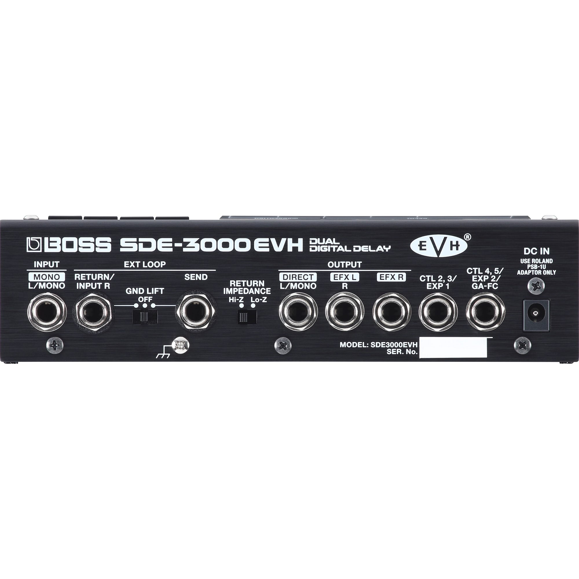 Boss SDE-3000EVH delay pedal — rear panel connections