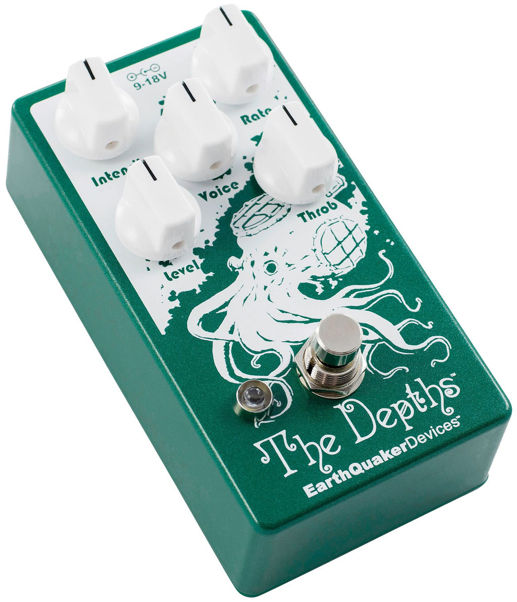 EarthQuaker The Depths optical vibe pedal — angled view