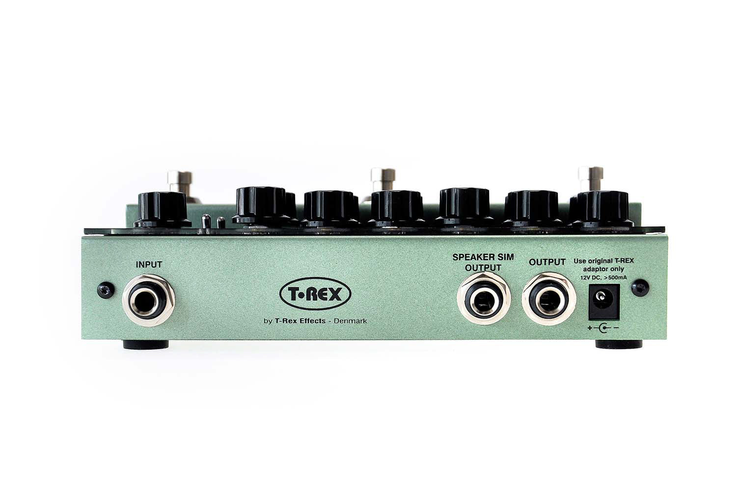 T-Rex TwinBlaze tube distortion pedal — angled side view