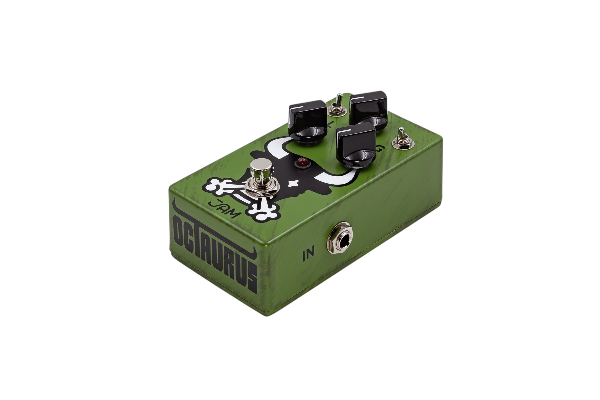 JAM Pedals Octaurus green octave fuzz pedal — full profile view