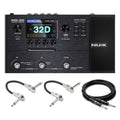 NUX MG-30 Versatile Modeler processor — black unit with included patch and guitar cables