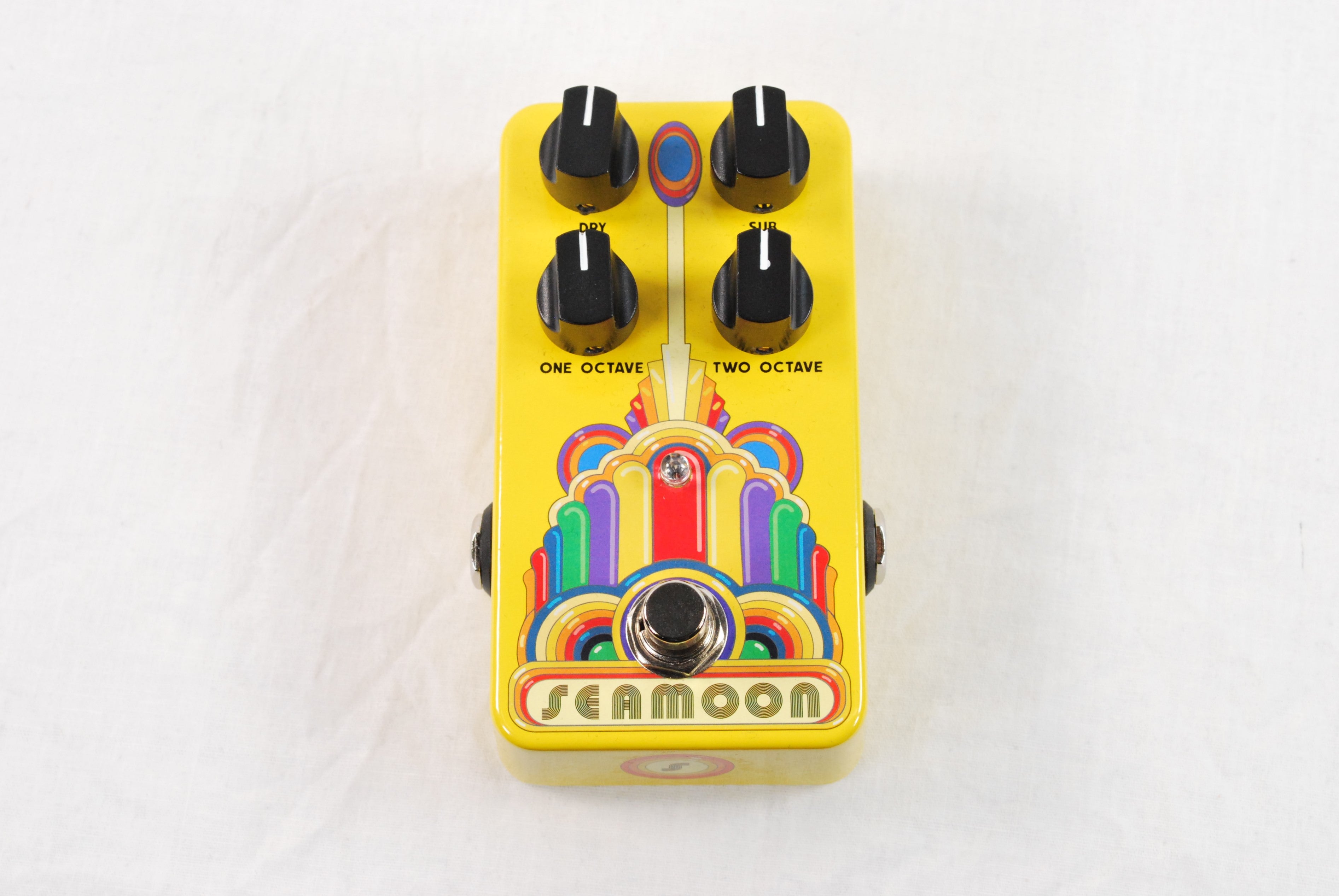 Used Seamoon Octatron yellow analog octave pedal top view
