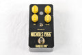 Danelectro N-66 Nichols 1966 fuzz pedal — black, yellow knobs, top view