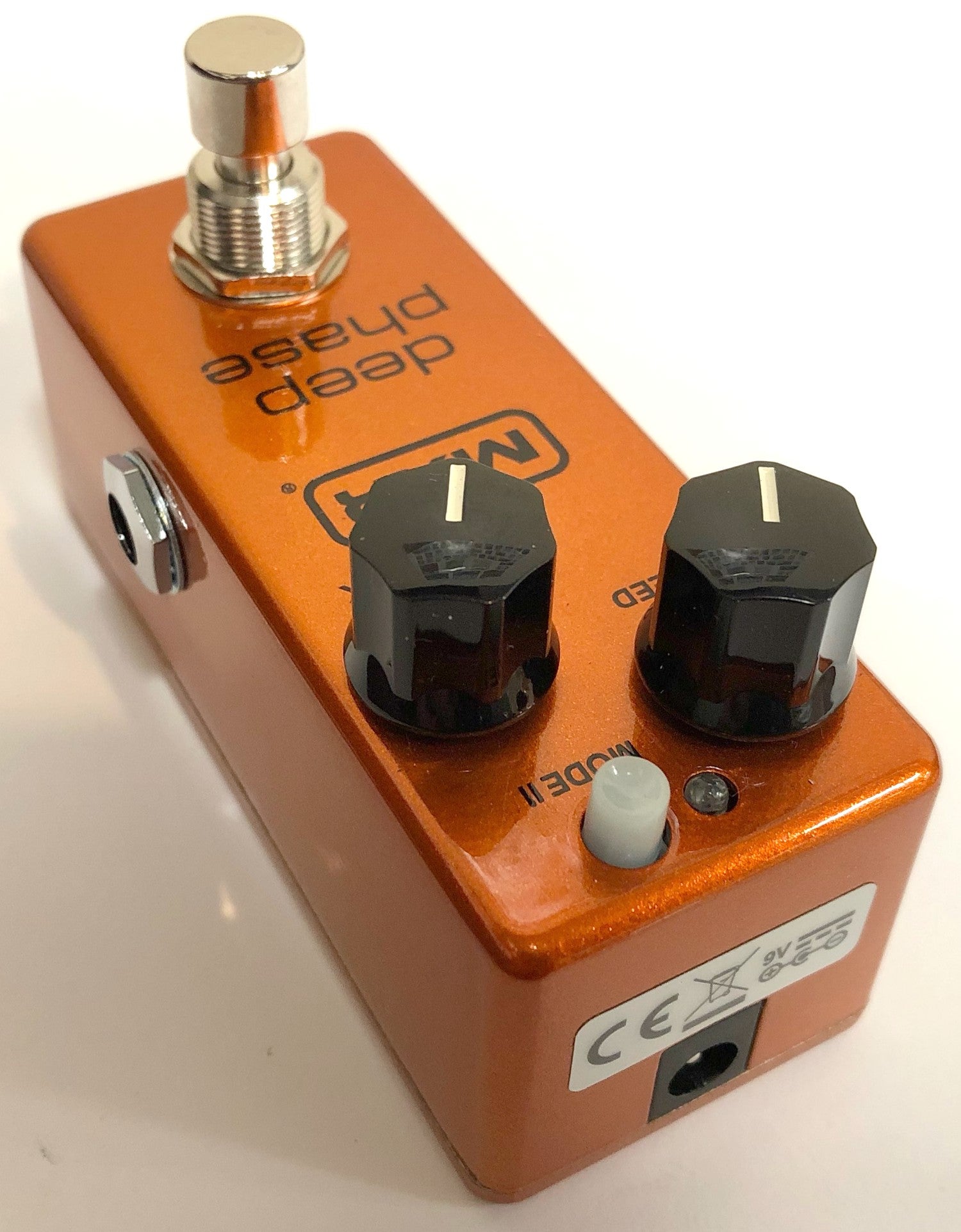 MXR M279 Deep Phase phaser pedal — footswitch and jacks detail