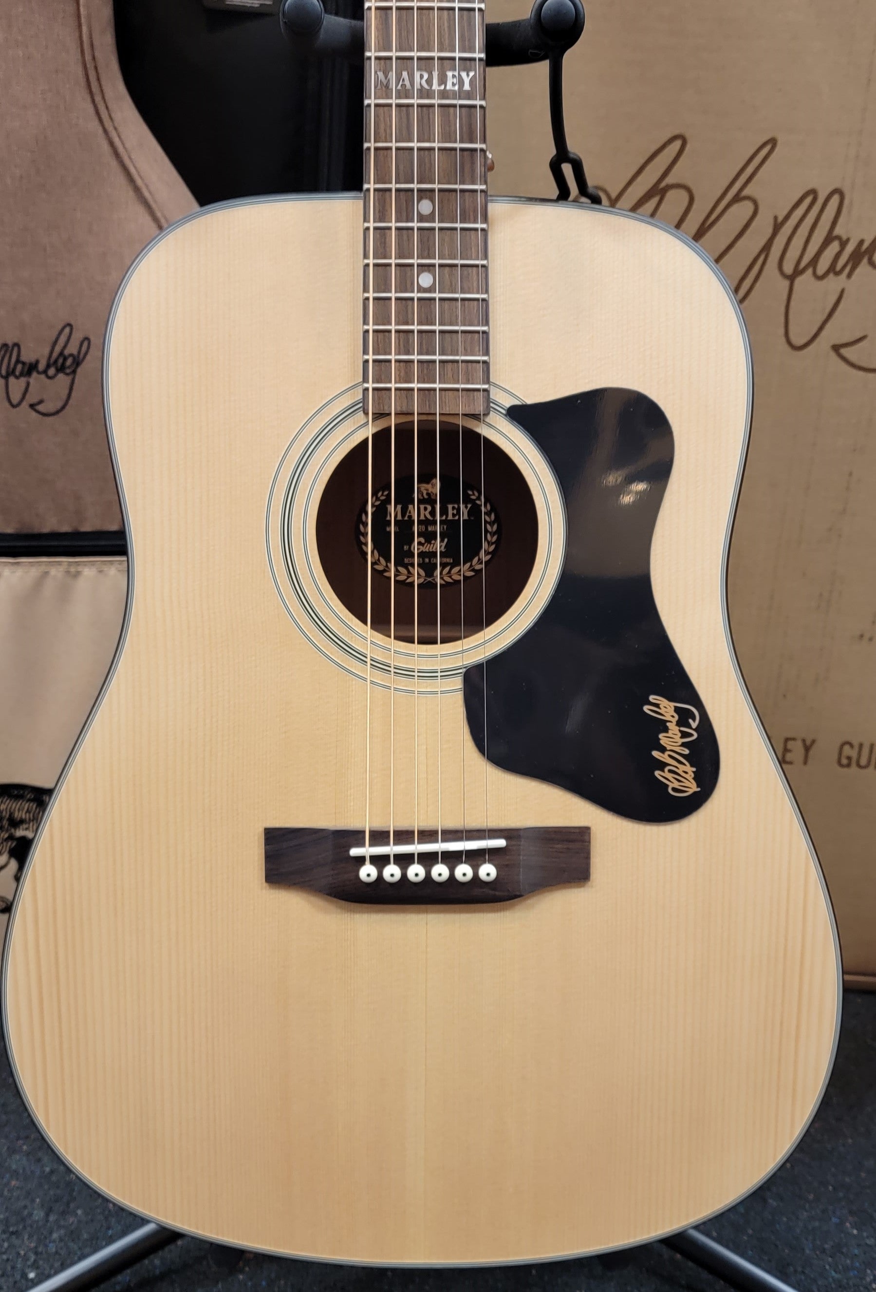 Guild A-20 Bob Marley Acoustic Guitar — solid spruce top and custom pickguard
