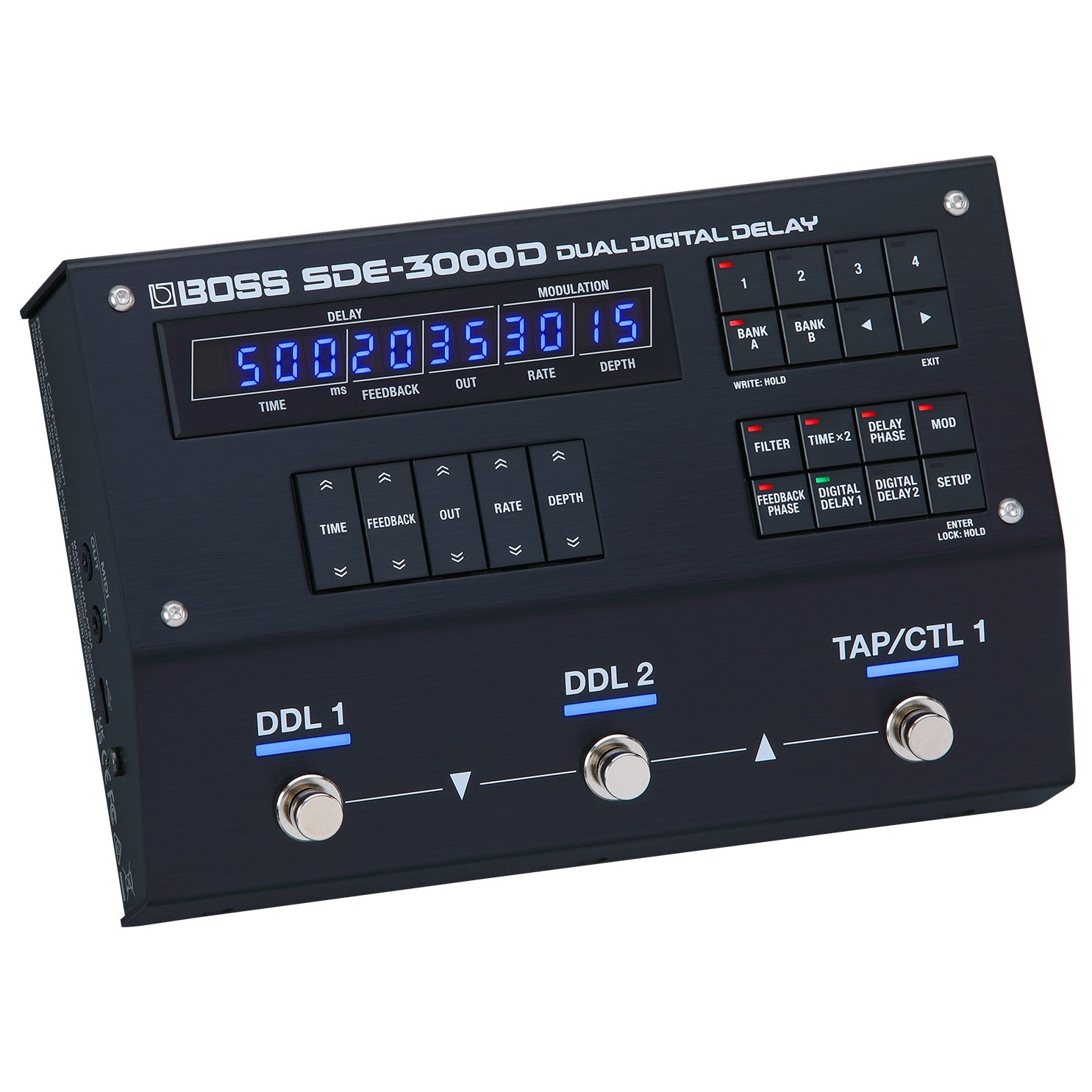 Boss SDE-3000D digital delay pedal — rear panel connections