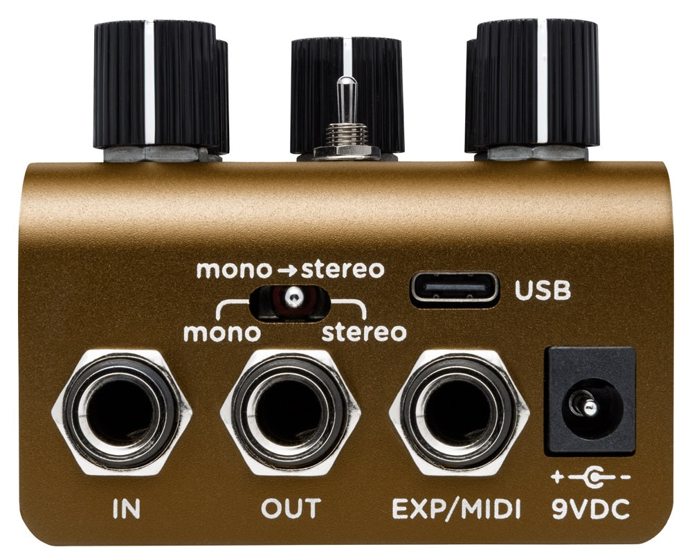 Strymon Olivera oil can echo pedal — side detail view