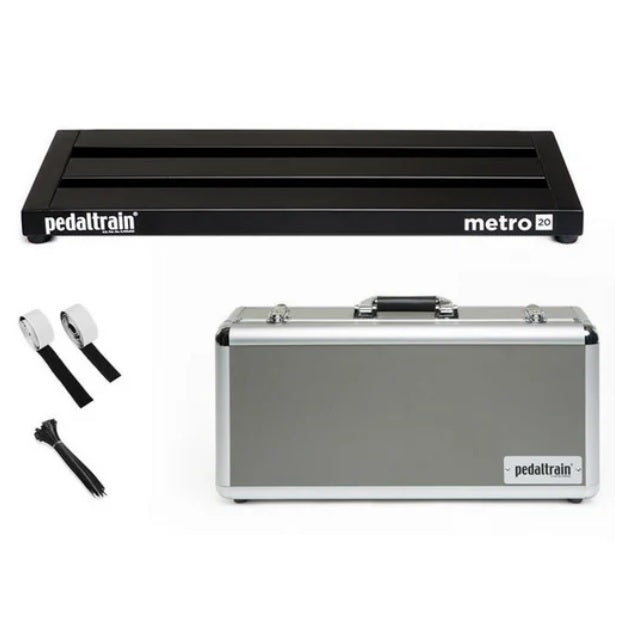 Pedaltrain Metro 20 pedalboard with silver hard case and zip ties full kit