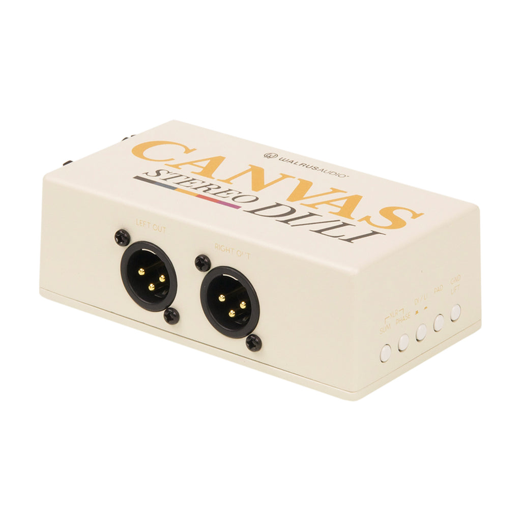 Walrus Audio Canvas Stereo DI box — white, input jacks side
