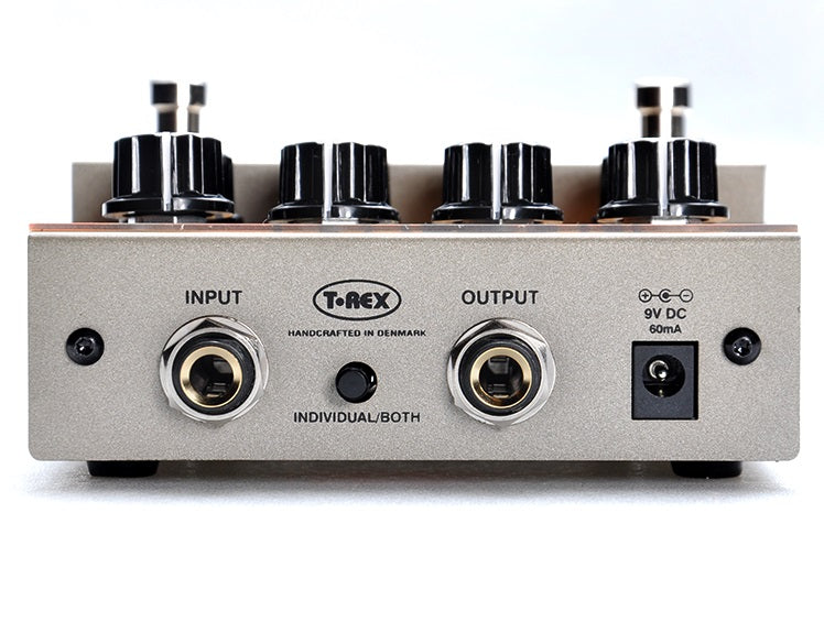 T-Rex FuzzTopia fuzz and distortion pedal — rear connections view